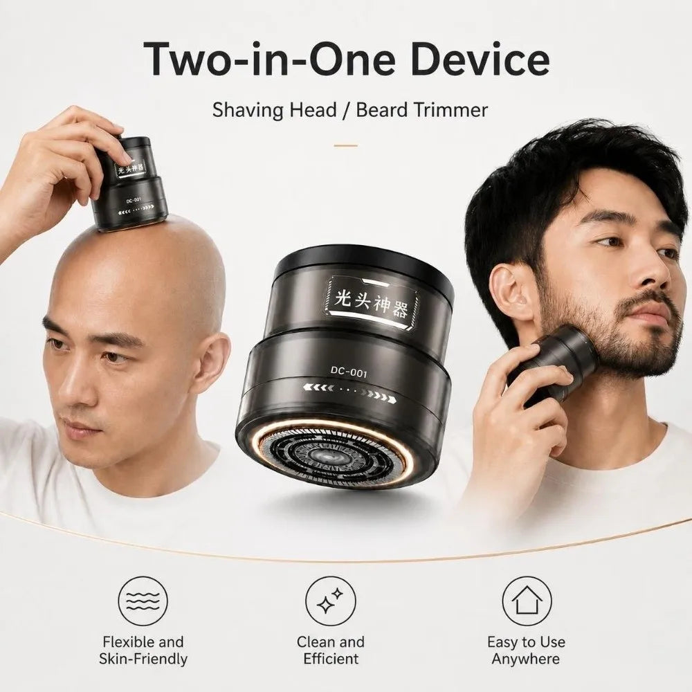 Rasoir électrique 2-en-1 rechargeable (9800 tr/min) avec grande autonomie – Rasoir multifonction pour hommes (crâne rasé) et tondeuse à cheveux avec affichage numérique