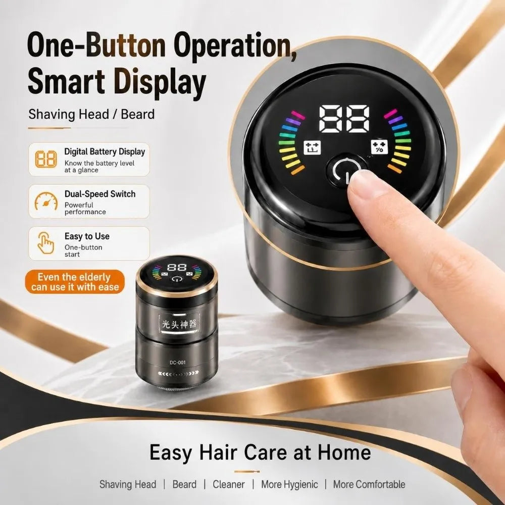 Rasoir électrique 2-en-1 rechargeable (9800 tr/min) avec grande autonomie – Rasoir multifonction pour hommes (crâne rasé) et tondeuse à cheveux avec affichage numérique